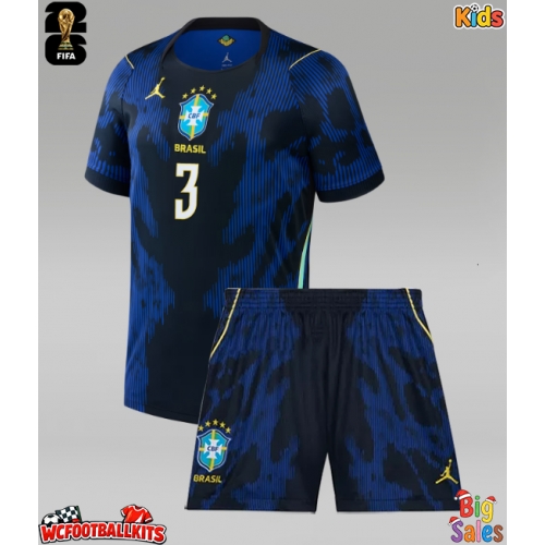 Brazil Gabriel Magalhaes #3 Replica Away Stadium Kit for Kids World Cup 2026 Short Sleeve (+ pants)